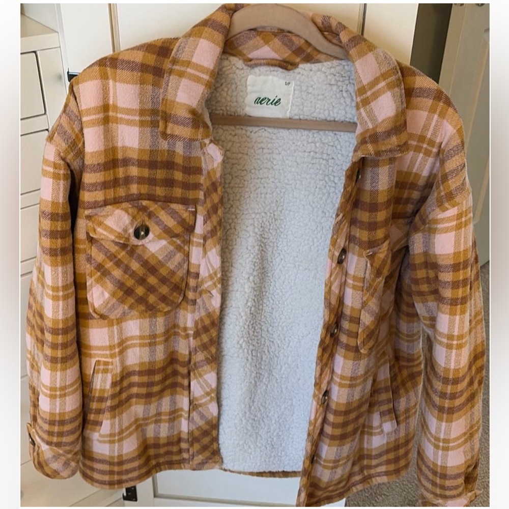 Aerie Plaid Sherpa Jacket